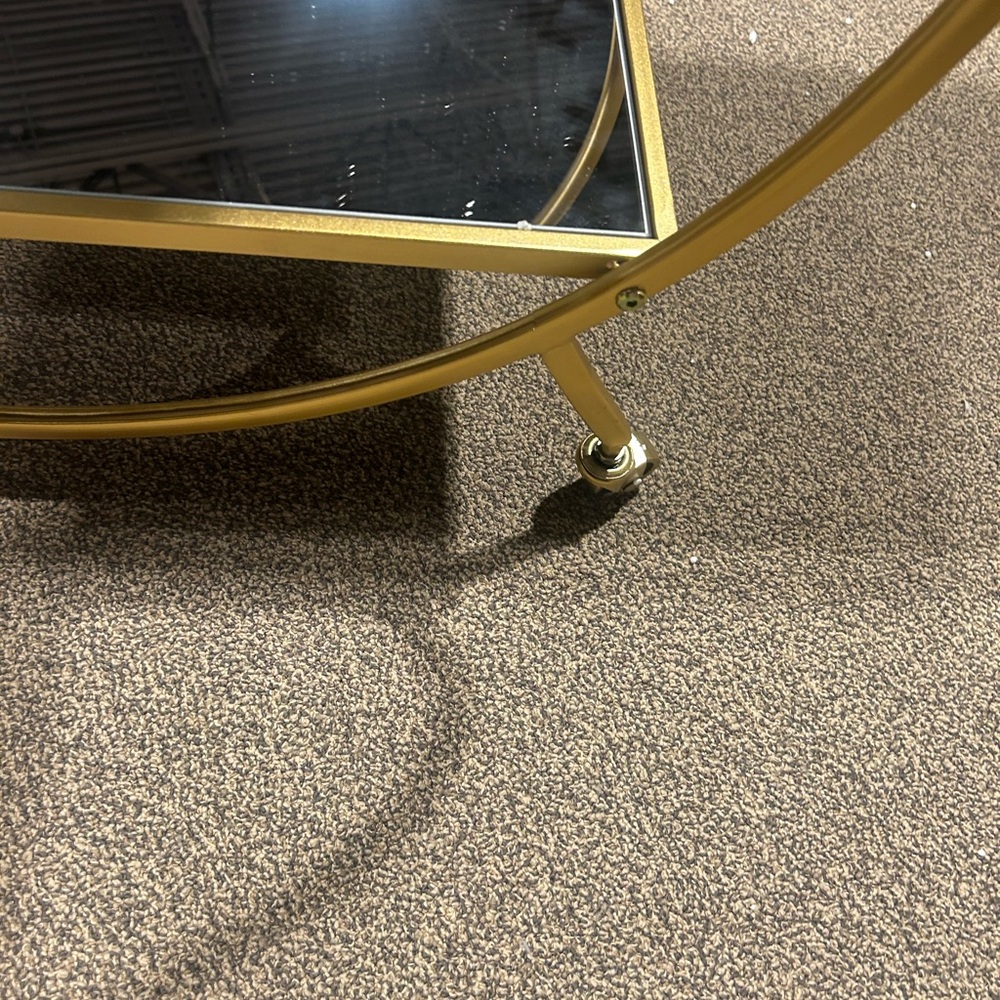 Gold Metal and Smoked Mirror Round Bar Cart - Picture 5 of 5